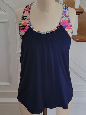 TYR Boca Chica 2 In 1 Navy Blue Tankini Top Size Medium